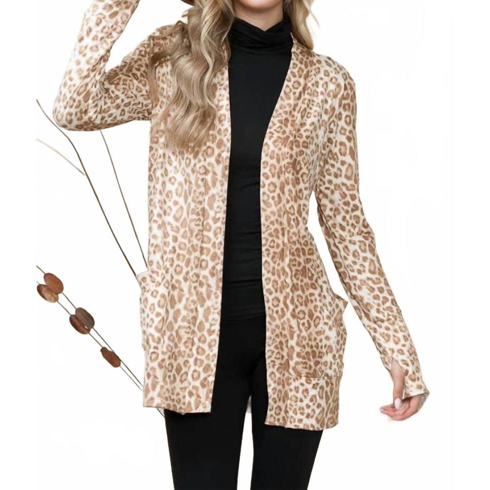 NEW BURGUNDY APPAREL animal print cardigan in beige
